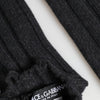 Dolce &amp; Gabbana Schwarze fingerlose Strickhandschuhe aus Schurwolle