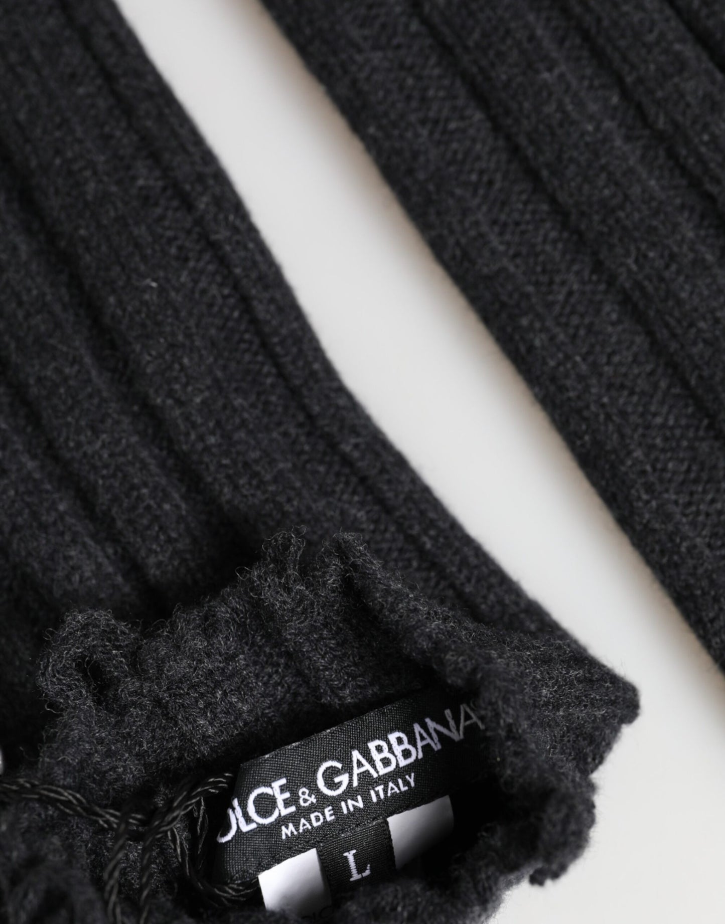 Dolce &amp; Gabbana Schwarze fingerlose Strickhandschuhe aus Schurwolle