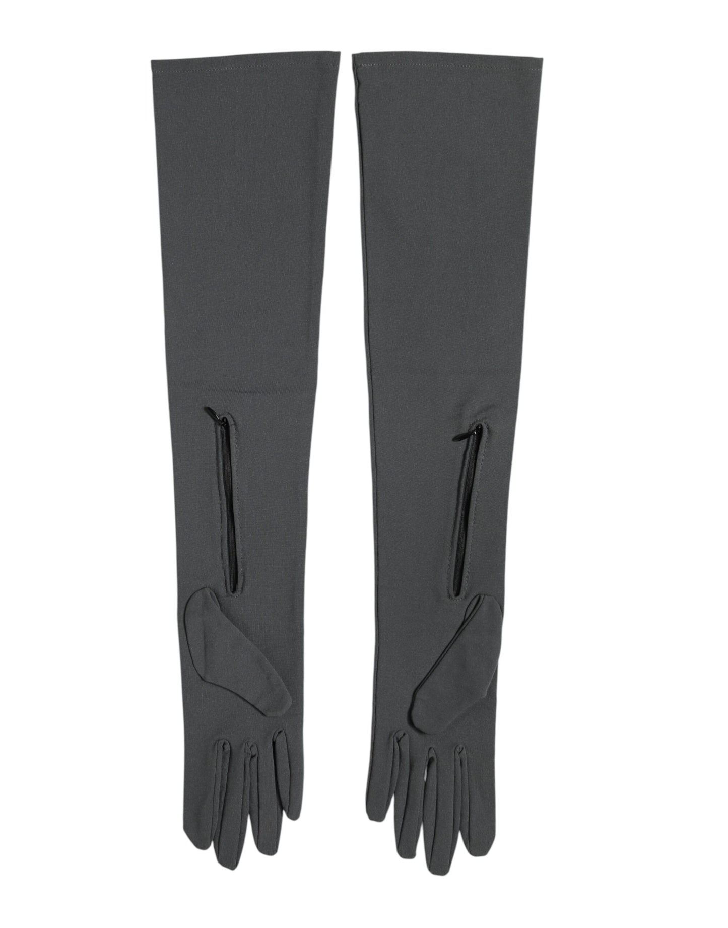 Dolce &amp; Gabbana Dunkelgraue Viskose-Fäustlinge für Herren, ellenbogenlang