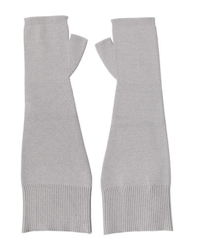 Dolce & Gabbana Gray Virgin Wool Knitted Fingerless Men Gloves