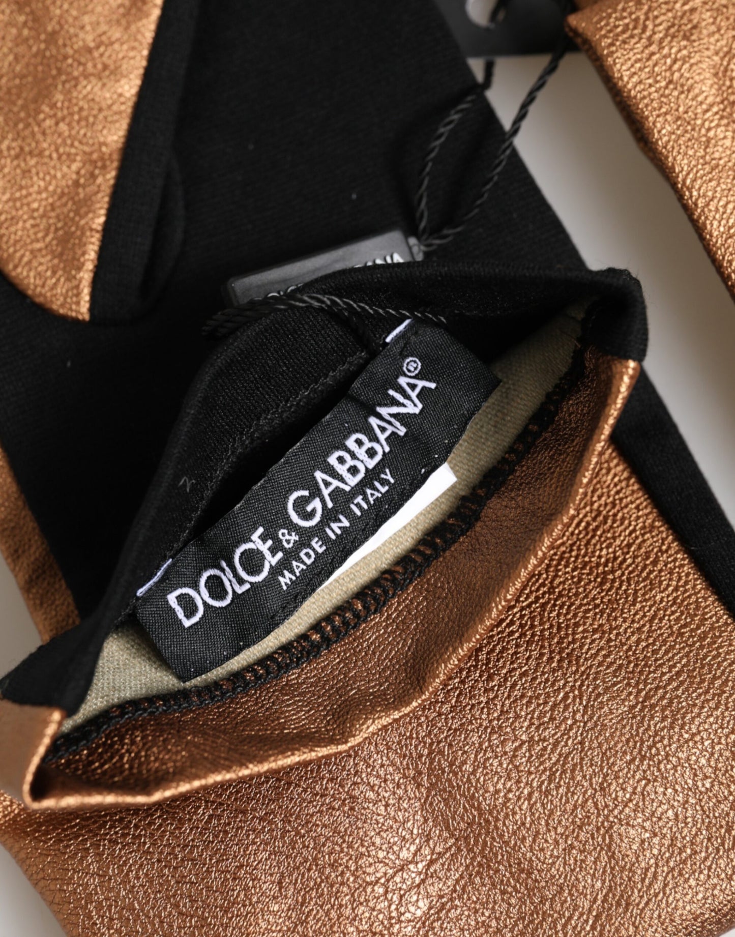 Dolce &amp; Gabbana Braune Schwarze Wollhandschuhe, ellbogenlang, Herren