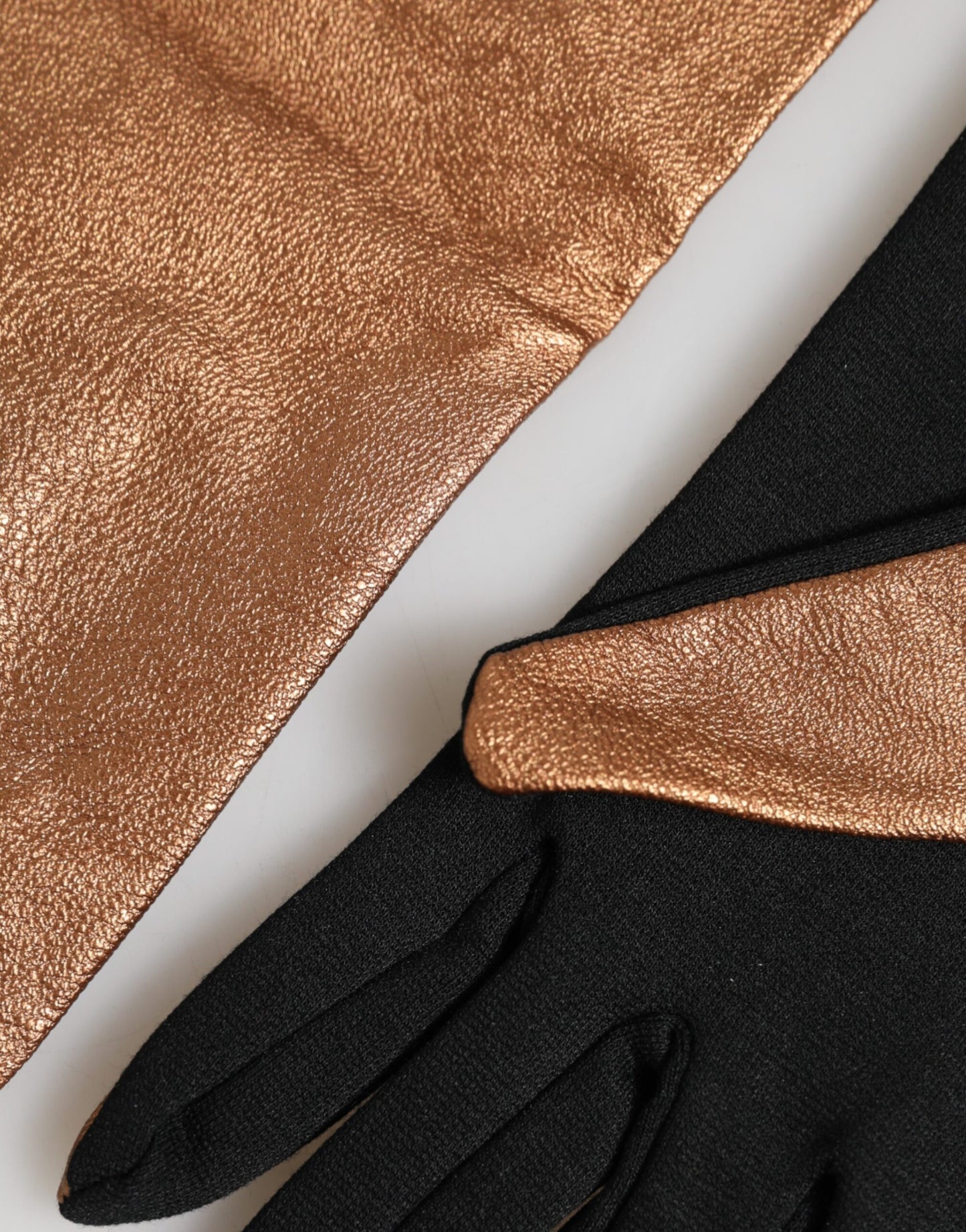 Dolce &amp; Gabbana Braune Schwarze Wollhandschuhe, ellbogenlang, Herren