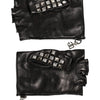 Dolce & Gabbana Black Leather Studded Fingerless Hand Mitten Men Gloves