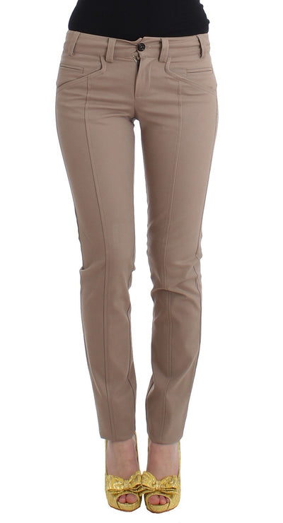 Cavalli Class Beige Kleid Skinny Slim Straight Chinos Hose