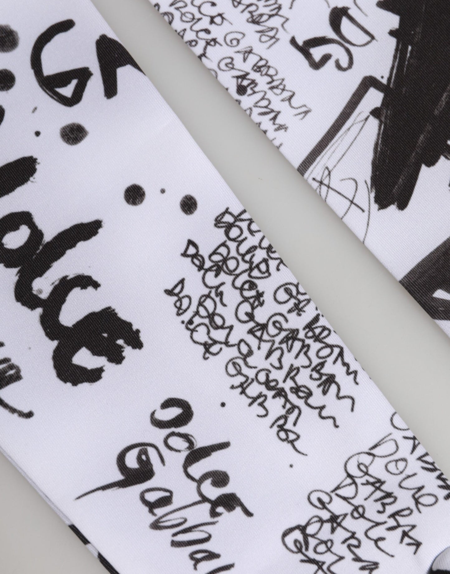 Dolce &amp; Gabbana Schwarze und weiße DG-Logo-Handschuhe in Ellbogenlänge