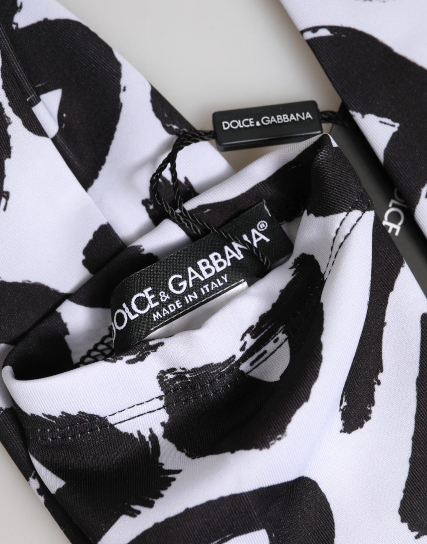 Dolce &amp; Gabbana Schwarze und weiße DG-Logo-Handschuhe in Ellbogenlänge