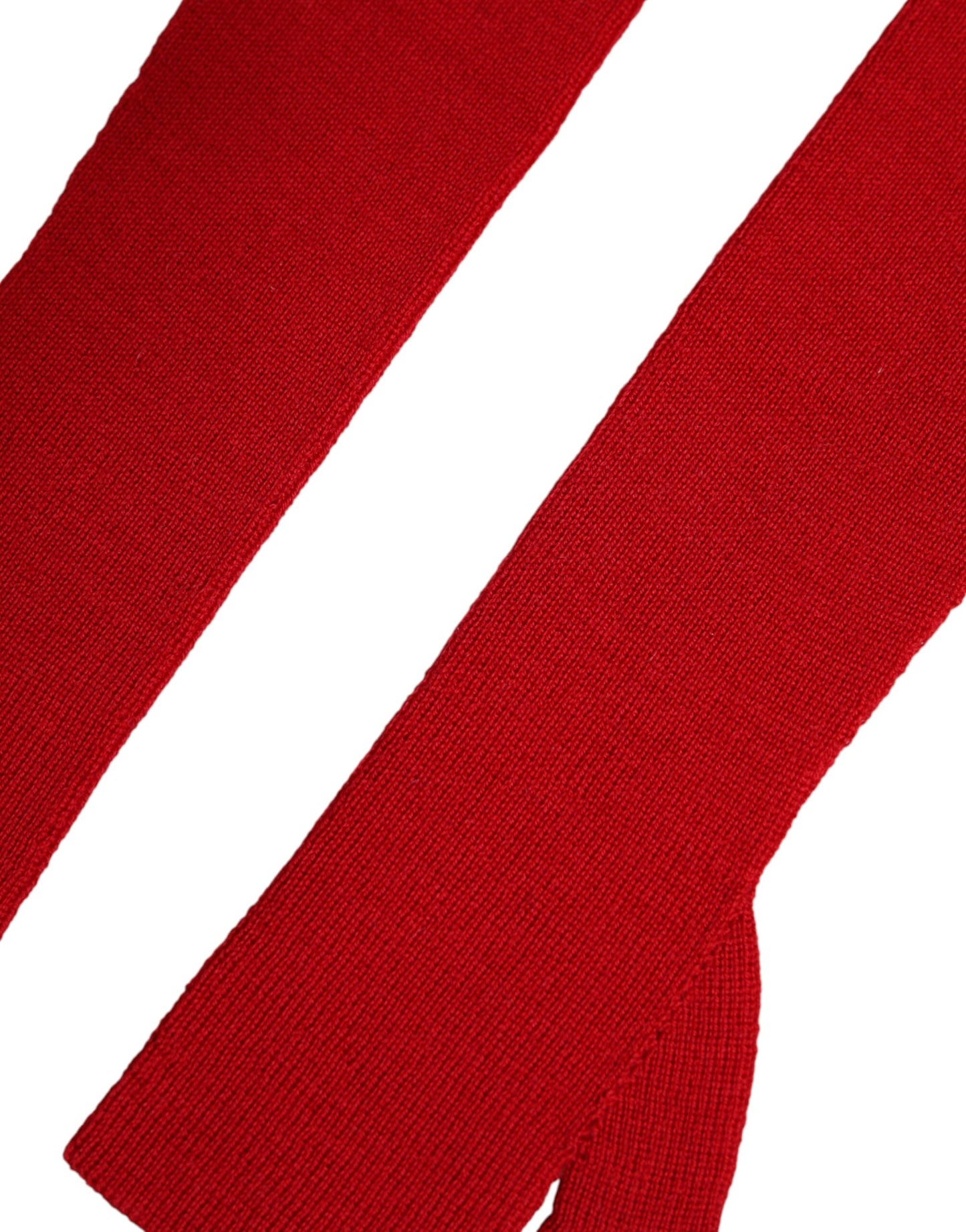 Dolce &amp; Gabbana rote Wollstrickhandschuhe, fingerlos, ellenbogenlang, einteilig