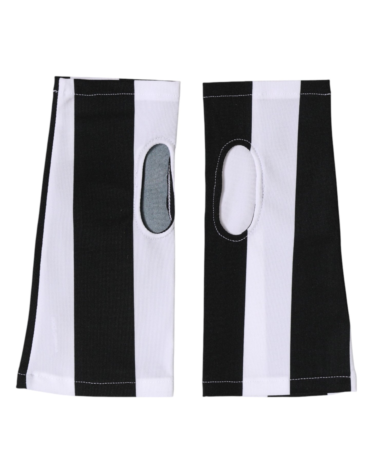 Dolce &amp; Gabbana Schwarze und weiße Nylon-Handschuhe, fingerlos, handgelenklang