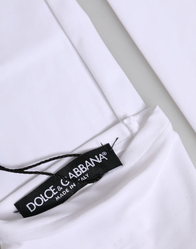 Dolce & Gabbana White Nylon Fingerless Elbow Length Mitten Gloves