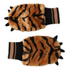 Dolce &amp; Gabbana Braune Tiger Strickfäustlinge mit Kunstfell, Einheitsgröße