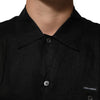 Carhartt Wip Black Linen Collared Short Sleeve Polo Shirt