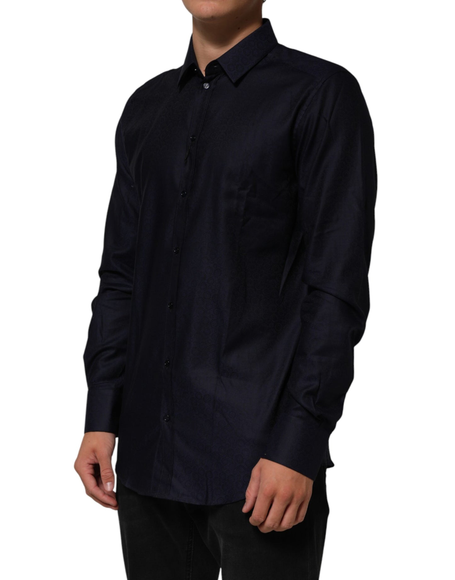 Dolce &amp; Gabbana Herrenhemd, blau, Baumwolle, langärmlig, goldfarben