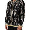 Dolce &amp; Gabbana Schwarzes Seidenhemd mit Pin-up-Print und Knopfleiste
