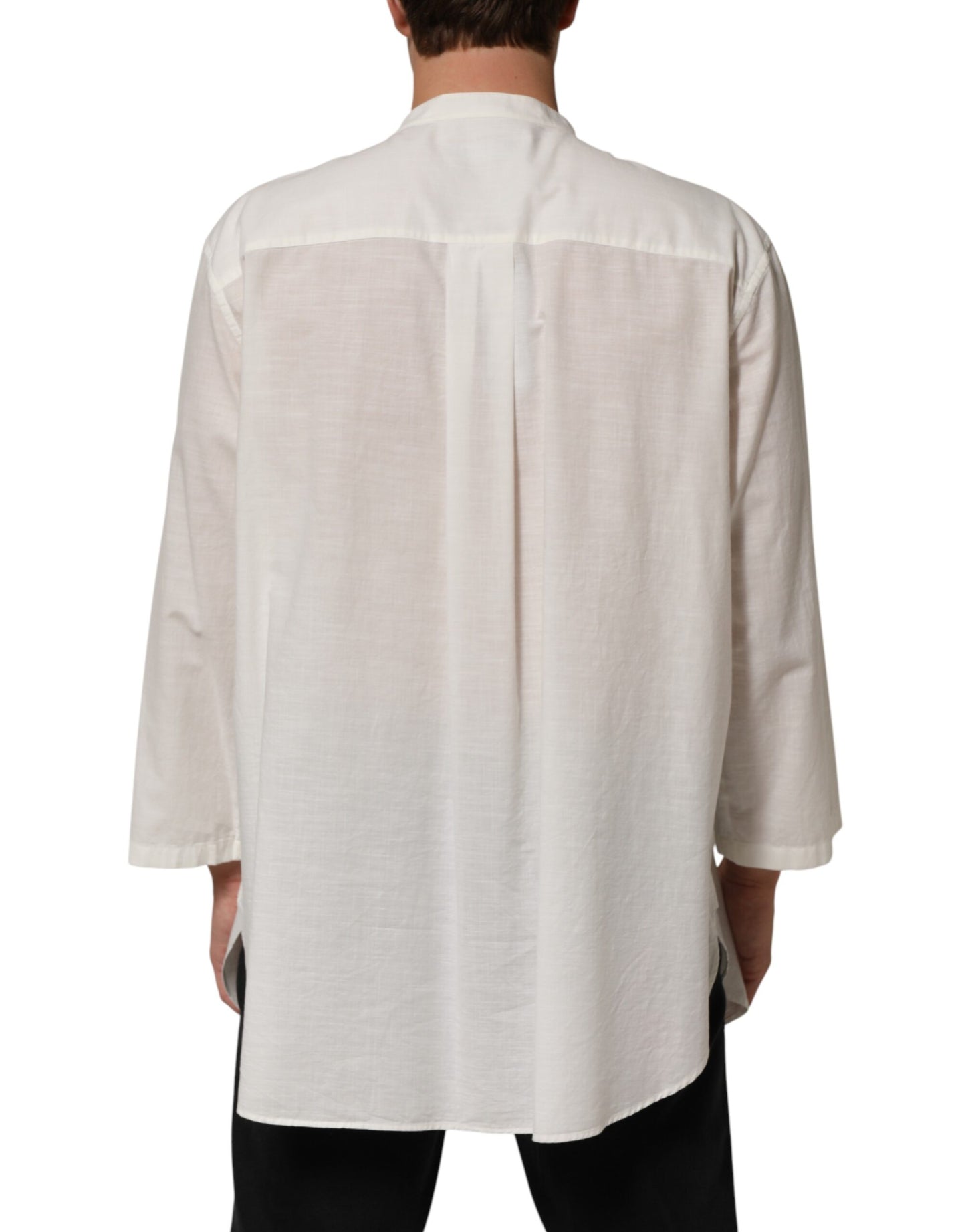 Dolce &amp; Gabbana Weißes Baumwollhemd mit Blumenmuster und Knopfleiste