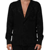 Dolce & Gabbana Black DG Logo Silk Men Long Sleeves Shirt