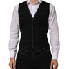Dolce & Gabbana Black Wool Dress Formal Men Waistcoat Vest