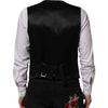 Dolce & Gabbana Black Stripes Wool Dress Men Waistcoat Vest