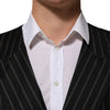 Dolce & Gabbana Black Stripes Wool Dress Men Waistcoat Vest