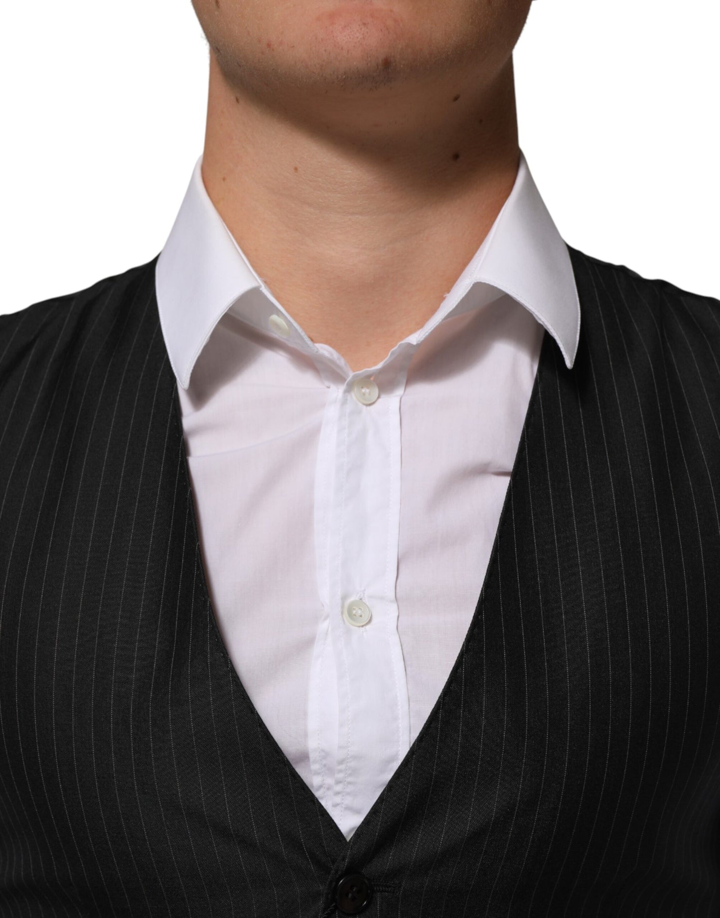 Dolce &amp; Gabbana Schwarze Herrenweste aus Wolle