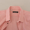 Dolce & Gabbana Red White Striped Cotton Short Sleeve Shirt