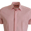 Dolce & Gabbana Red White Striped Cotton Short Sleeve Shirt