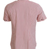 Dolce & Gabbana Red White Striped Cotton Short Sleeve Shirt