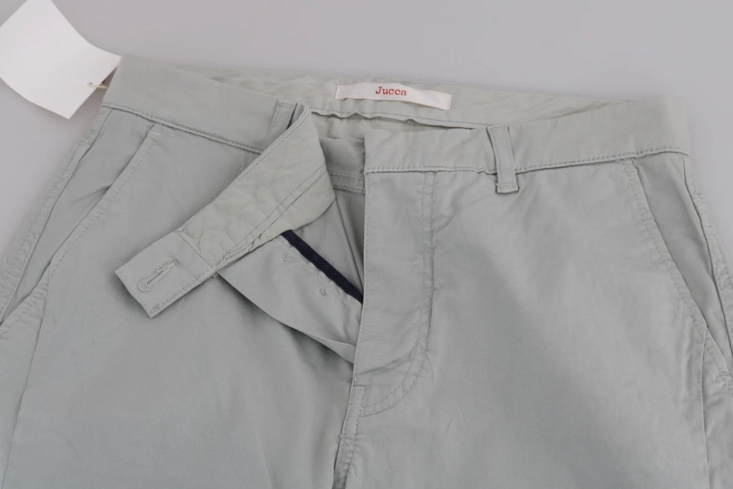 Jucca Baumwoll-Hose, grau, hochtailliert, schmal geschnitten, knöchellang