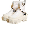 Dolce & Gabbana White Leather Rubber Logo Ankle Boots Shoes