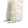 Dolce &amp; Gabbana Weiße Pelz-Stiefeletten mit spitzer Zehenpartie, kniehoch, Stilettoabsatz