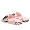 Dolce & Gabbana Pink Rubber Slides Sandals Beachwear Shoes
