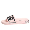 Dolce & Gabbana Pink Rubber Slides Sandals Beachwear Shoes
