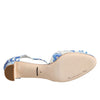 Dolce &amp; Gabbana Schuhe mit Knöchelriemen in Weiß und Blau mit Blumenmuster und Kristallen