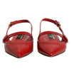 Dolce & Gabbana Red Leather Slingback Flats Sandals Shoes