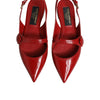 Dolce & Gabbana Red Leather Slingback Flats Sandals Shoes