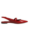 Dolce & Gabbana Red Leather Slingback Flats Sandals Shoes