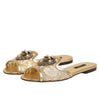 Dolce & Gabbana Gold Devotion Lace Flats Slip On Sandals Shoes