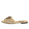Dolce & Gabbana Gold Devotion Lace Flats Slip On Sandals Shoes
