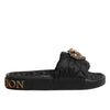 Dolce & Gabbana Black Devotion Matelassé Leather Slides Shoes