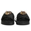Dolce & Gabbana Black Devotion Matelassé Leather Slides Shoes