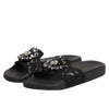 Dolce & Gabbana Black Devotion Matelassé Leather Slides Shoes