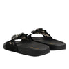 Dolce & Gabbana Black Devotion Matelassé Leather Slides Shoes