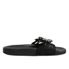 Dolce & Gabbana Black Devotion Matelassé Leather Slides Shoes
