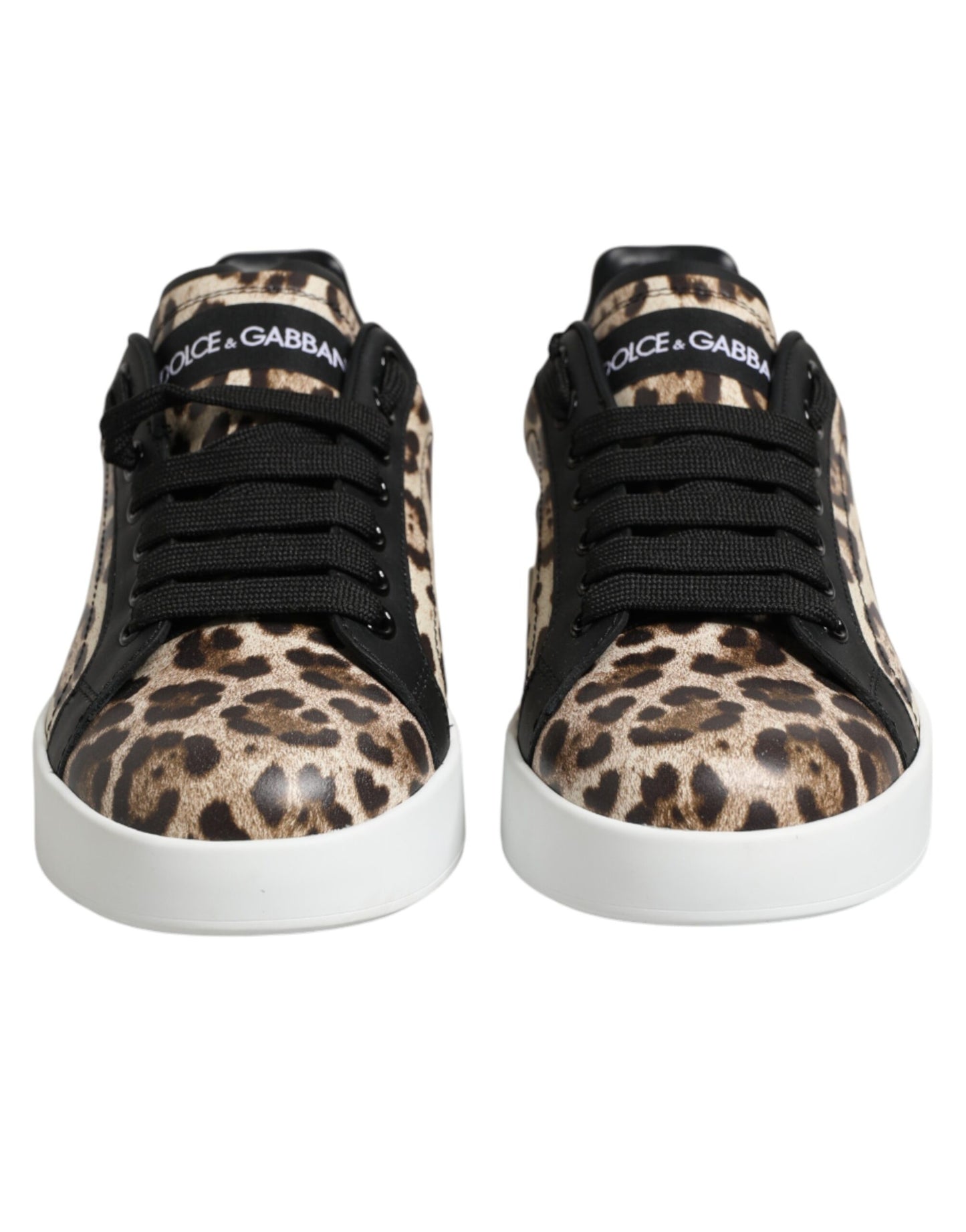 Dolce &amp; Gabbana braune Leder-Sneaker mit Leopardenmuster