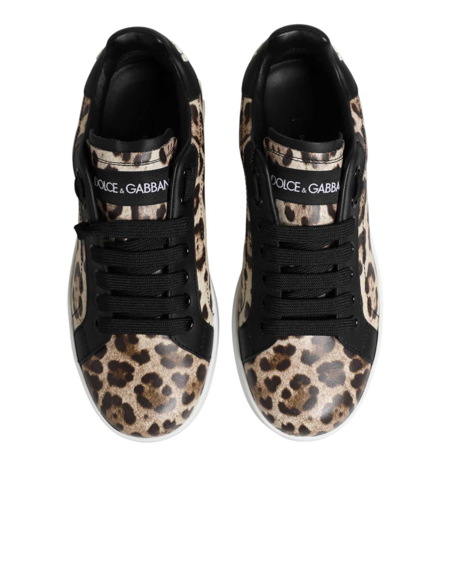 Dolce &amp; Gabbana braune Leder-Sneaker mit Leopardenmuster