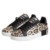 Dolce &amp; Gabbana braune Leder-Sneaker mit Leopardenmuster