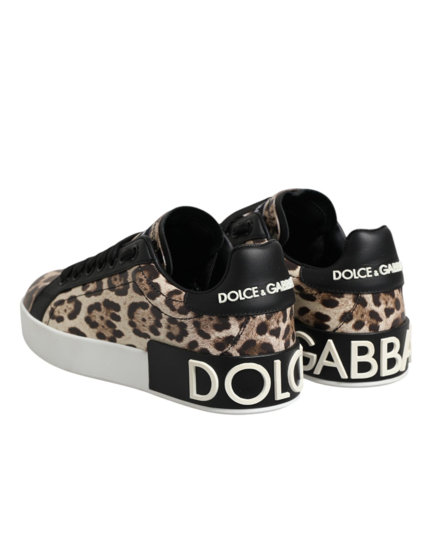 Dolce &amp; Gabbana braune Leder-Sneaker mit Leopardenmuster