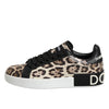 Dolce &amp; Gabbana braune Leder-Sneaker mit Leopardenmuster