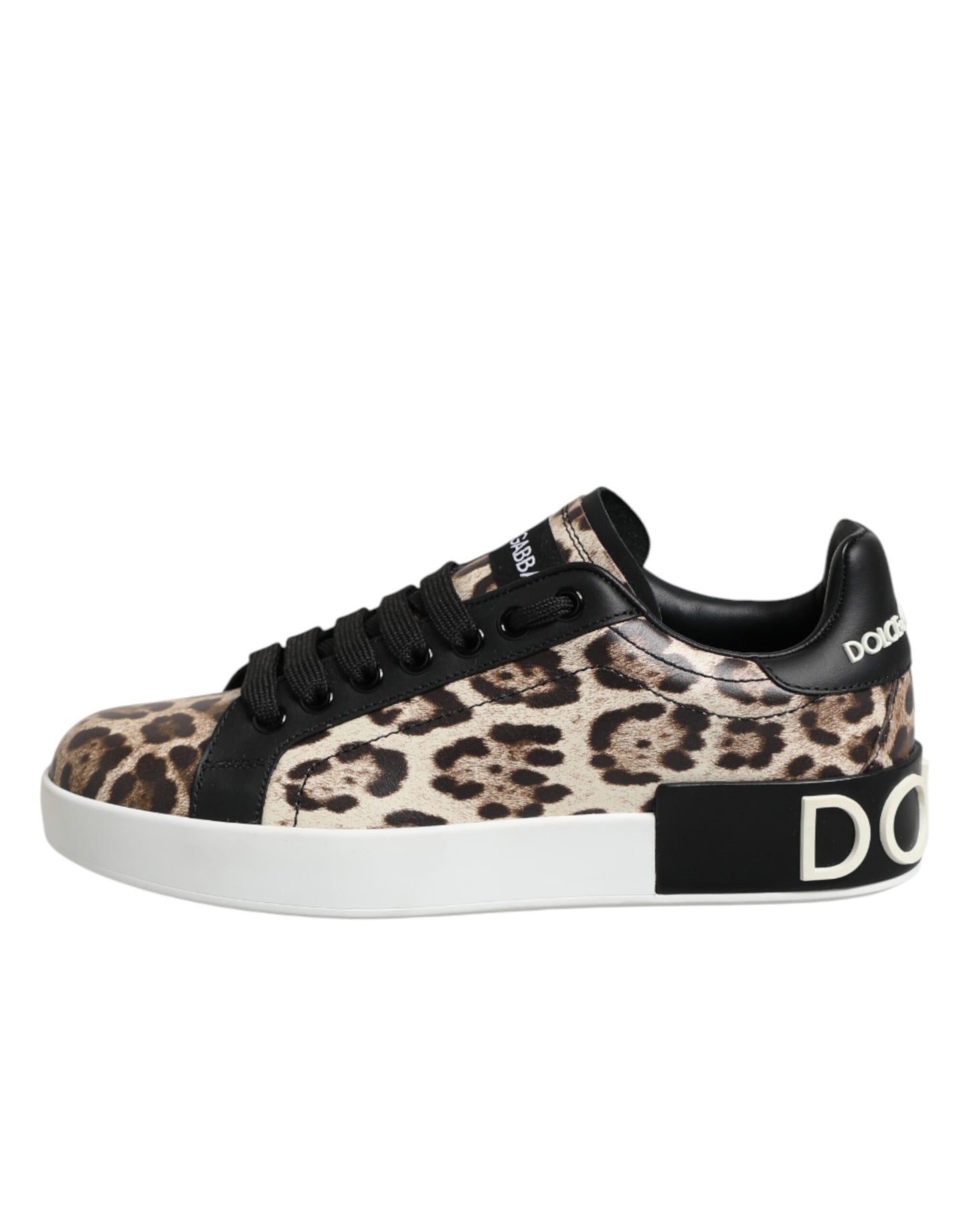 Dolce &amp; Gabbana braune Leder-Sneaker mit Leopardenmuster
