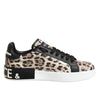 Dolce &amp; Gabbana braune Leder-Sneaker mit Leopardenmuster