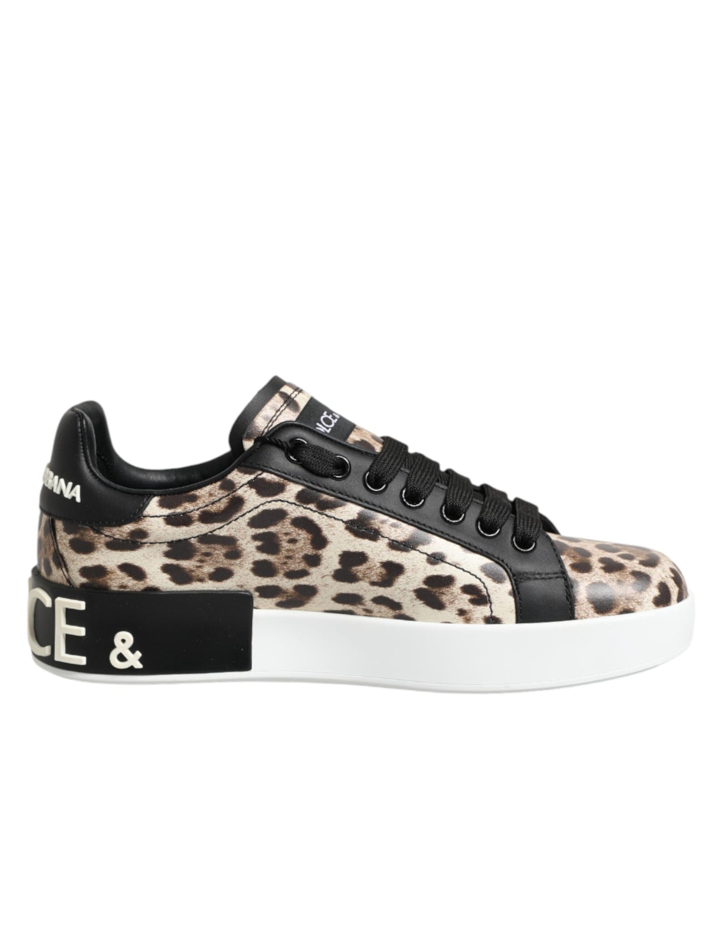 Dolce &amp; Gabbana braune Leder-Sneaker mit Leopardenmuster